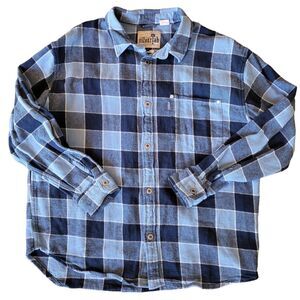 Rare Y2K Vintage Levi's Silver Tab Super Soft Button Down Blue Plaid Fla…